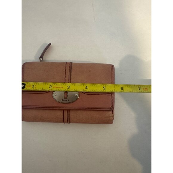 Vintage Fossil Womens Wallet RARE Pink Leather Maddox Trifold Classic Pebbled - Picture 9 of 12